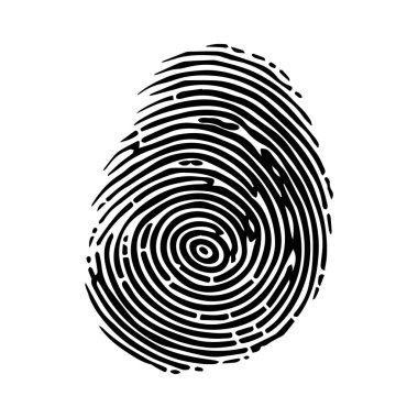 Adli veya Güvenlik Kullanımı İçin Ayrıntılı Çizgiler ve Eğrilerle Eşsiz Bir Parmak İzinin Siyah ve Beyaz ResmiComment