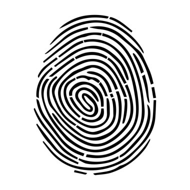 Güvenlik ve kimlik gösterimi için karmaşık çizgiler içeren ayrıntılı parmak izi ana hatları