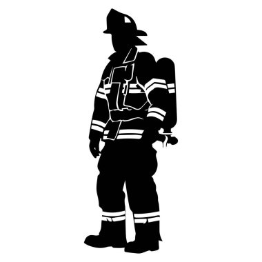 Üniformalı Cesur İtfaiyecinin Silueti Harekete Hazır