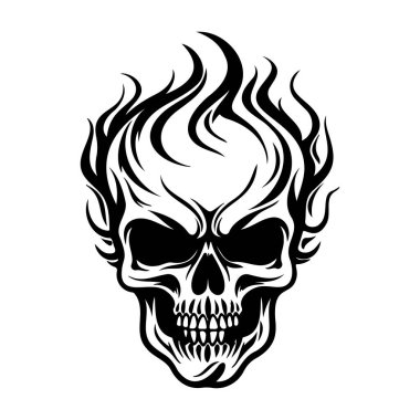 Ateşli Kurukafa Tasarımı, Dövme İçin Mükemmel, Grafik Sanatı, ve Keskin Yaşam Tarzı Teması