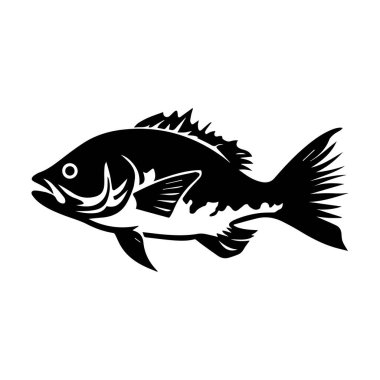 Deniz ve Doğa Teması İçin Büyüleyici Tasarım Balığın Şık Siyah ve Beyaz Çizimi