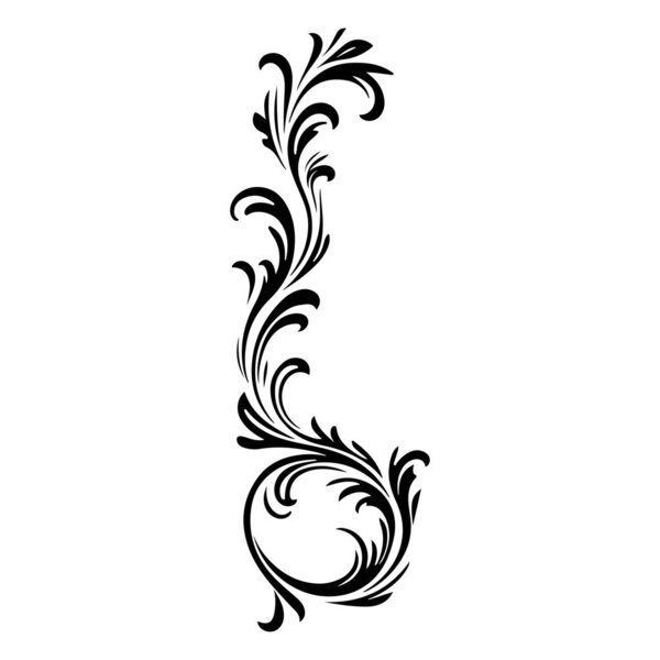 Elegant Black Floral Swirl Pattern for Decorative Design Elements in Art and Graphic Projects