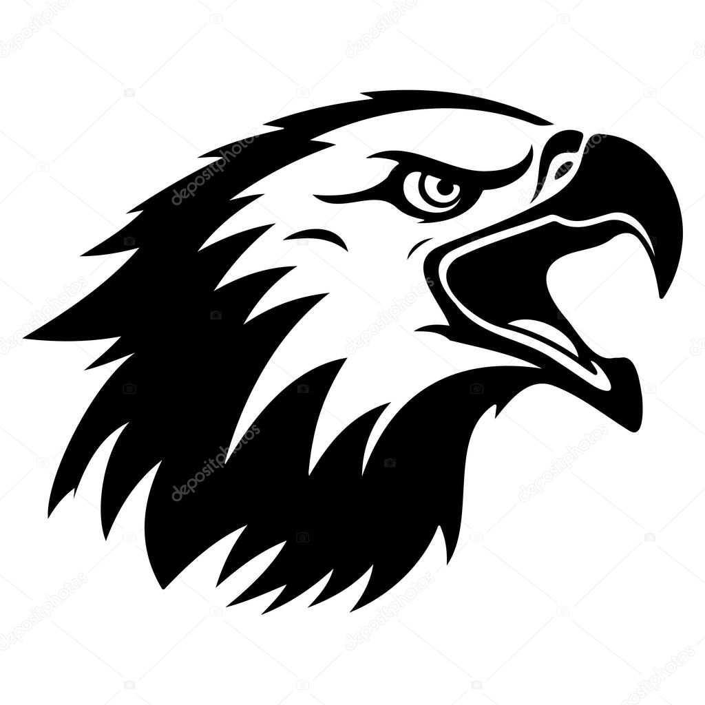 Majestic Eagle Head Illustration in Bold Black and White for Strong Graphic Design Projects and Nature Themes