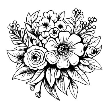 Sanatsal Kullanım için Siyah ve Beyaz Çizgili Çiçeklerle Zarif Çiçek Düzenleme