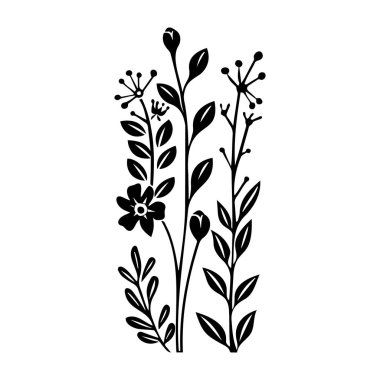 Yaratıcı Arkaplanlar ve Resimler İçin Çeşitli Çiçek Tasarımlarının Zarif Siyah Silueti