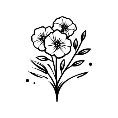 Siyah ve Beyaz Biçimli Zarif Çiçeklerin Zarif Botanik Resimleri