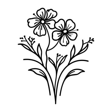 Zarif El Çizimi Çiçekler ve Sanat Projeleri İçin Zarif Yapraklar