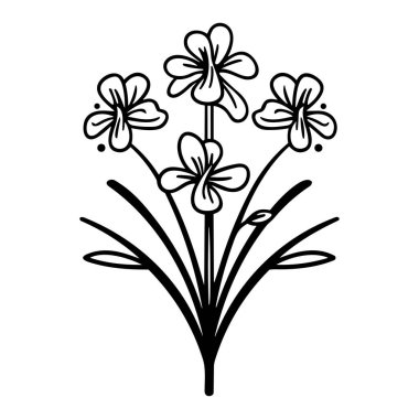 Beş Basit Çiçek ve Zarif Yapraklı Zarif Çiçek Tasarımı