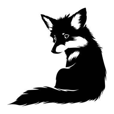 Minimalist Tasarım 'da Zarif Kulak ve Kuyruk Pozisyonuyla Bir Tilkinin Zarif Silueti