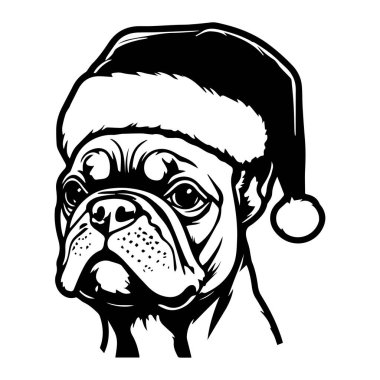 Noel 'de Noel Baba Şapkası Giyen Sevimli Pug Dog Kutlaması ve Neşeli Neşeli Neşeli Resimler