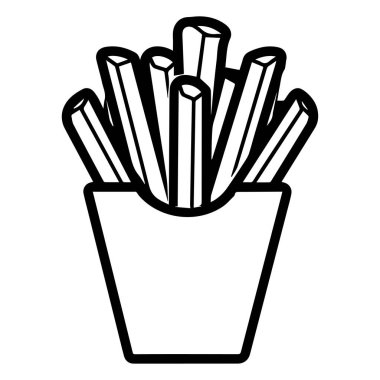 Klasik bir kağıt kutuda Çıtır Patates Kızartmasının Lezzetli El Çizimi Çizimi