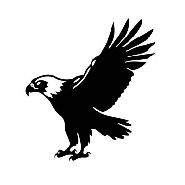 Uçuş siluetinde Kanatları Geniş Açılmış Görkemli Yırtıcı Kuş