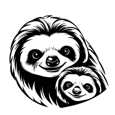 Çocuk kitapları ve tasarımları için biçilmiş kaftan Siyah-Beyaz Tembel Bebek ile Tembelliğin Şirin İllüstrasyonu