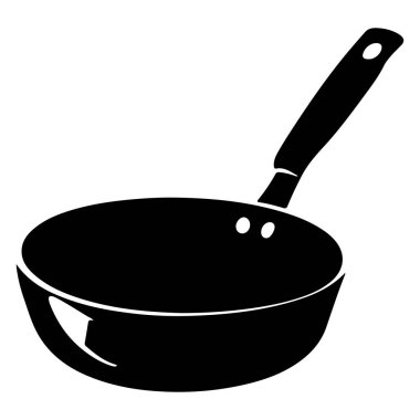 Mutfak tasarımı ve çizimi için uzun saplı bir tavanın siyah silüeti.