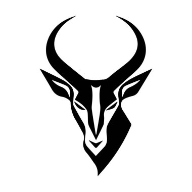 Uzun Boynuzları ve Tasarım İçin Keskin Özellikleri Olan Ceylan Başı 'nın Sanatsal ve Modern Siyah Silüeti