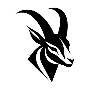 Siyah ve Beyaz Tasarımlı Ayırıcı Boynuzlarla Antilop Kafasının Parlak ve Modern Tasarımları