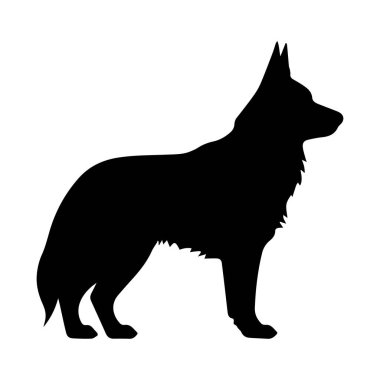 Görkemli duruşu ve detaylı kürk hatlarıyla gururla ayakta duran zarif bir köpek silueti.