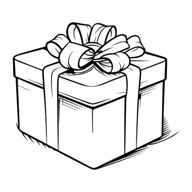 Çok güzel paketlenmiş, fiyonklu bir hediye kutusu. Kutlamalar için mükemmel ve siyah-beyaz ana hatlarıyla özel durumlar için.