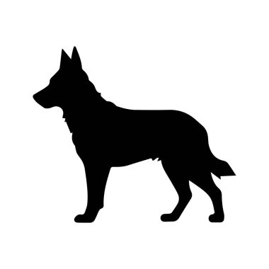 Siyah Renkli Basit Bir Arkaplanda Gururla Duran Bir Alman Çoban Köpeğinin Silueti