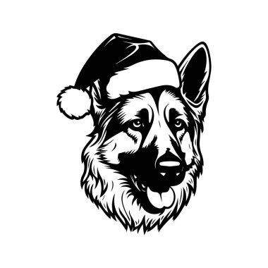 Noel Baba Şapkası Tasarımlı Çekici Noel Köpek İllüstrasyonu Tatil temalı Ticaret ve Dekorasyonlar İçin Uygun