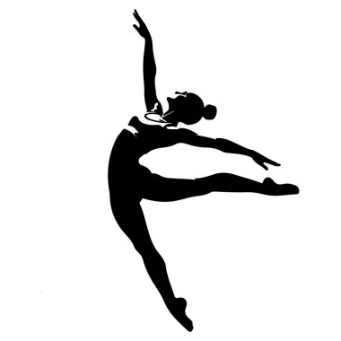 Dans hareketi ve sanat yoluyla neşe ve özgürlüğü ifade eden zarif bir dansçının silüeti.