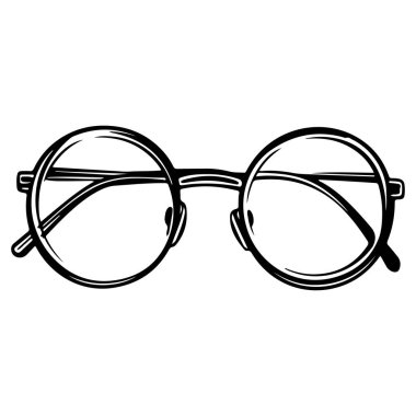 Temiz Mercekli Yuvarlak Gözlüklerin Siyah ve Beyaz Tasarımı ve Yaratıcı Projeler İçin Eşsiz Çerçeve Tasarımı