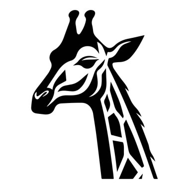 Eşsiz Desenler ve Yaratıcı Kullanım İfadesiyle Bir Zürafanın Siyah ve Beyaz Silüeti