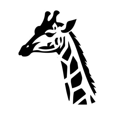 Zürafa kafasının zarif silueti minimalist arka plana karşı eşsiz desenler ve zarif duruş sergiliyor.