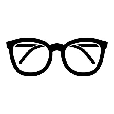 Moda ve Vizyon Çizimleri İçin Açık Mercekli Siyah Gözlük Simgesi