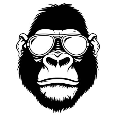 Yaratıcı ve Eğlenceli Tasarım Projeleri İçin Siyah ve Beyaz Gözlüklü Havalı Goril