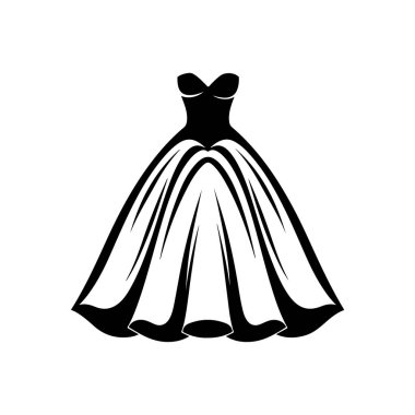 Moda Çizimleri İçin Zarif Askısız Gece Elbisesi Minimalist Siyah ve Beyaz Biçimli Akan Etek