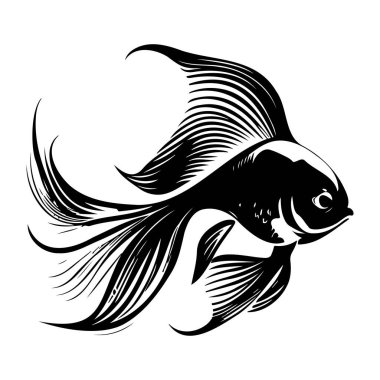 Zarif Balığın Siyah ve Beyaz Sanatsal Resimlerinde Zarif Hareketli Yüzgeçler