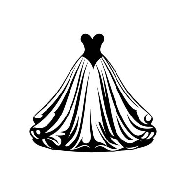 Şık bir gelinlik silueti, akıcı etekli ve gelinlik için şık bir tasarım.