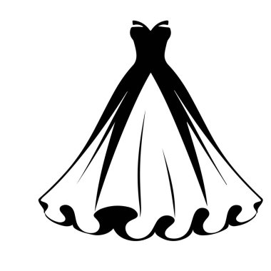 Moda ve tekstil projeleri için akıcı kumaş ve karmaşık desenli zarif siyah beyaz elbise tasarımı