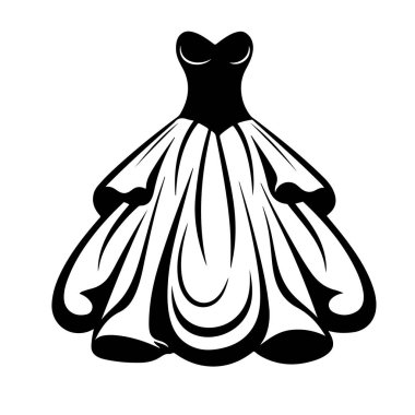 Şık siyah-beyaz bir balo elbisesi tasarımı ve şekli karışıktı.