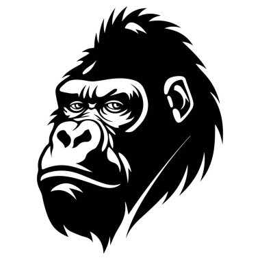 Vahşi yaşam ve doğa projeleri için cesur çizgileri ve dinamik ifadesiyle güçlü goril başı çizimi