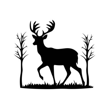 Huzurlu Orman Manzarasında Ağaçlar Arasında Yürüyen Bir Geyiğin Zarif Silueti