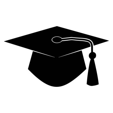 Akademik Başarı ve Basit Siyah Silüet Tasarımı Kutlaması İçin Tassel ile Mezuniyet Cap Simgesi