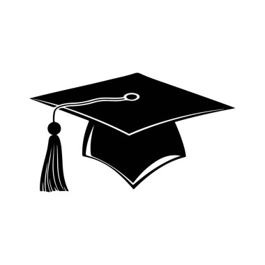 Akademik Başarı ve Eğitim Tasarımı İçin Siyah Mezuniyet Cap Simgesi