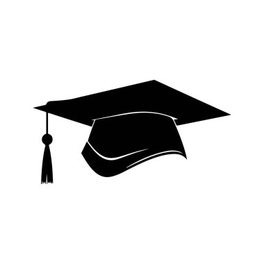 Siyahi mezuniyet şapkası silueti başarıyı ve eğitim kilometre taşlarını simgeliyor