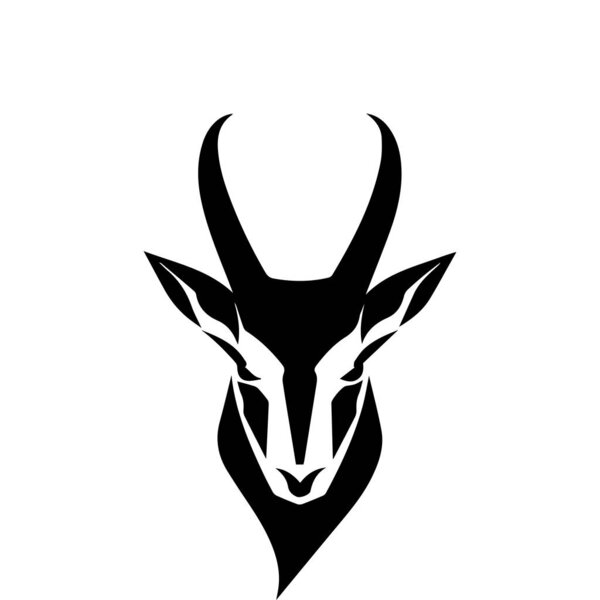 Abstract silhouette of an antelope head with horns, minimalist design ideal for modern artwork and logos