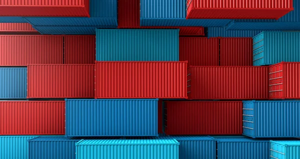 Stack di container box, Cargo nave merci in vista dall'alto — Foto Stock