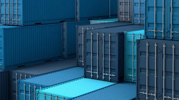 Stapel blauwe containers doos, vracht vrachtschip voor import Expo — Stockfoto