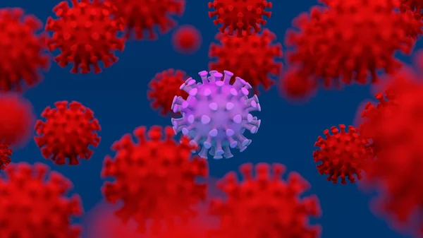 Nueva Especie Virus Corona Covid Microcélula Renderizado —  Fotos de Stock