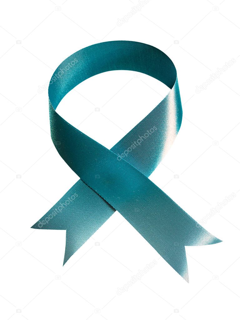 Blue awareness ribbon , Disease symbol. isolated on white background. (clipping path)    