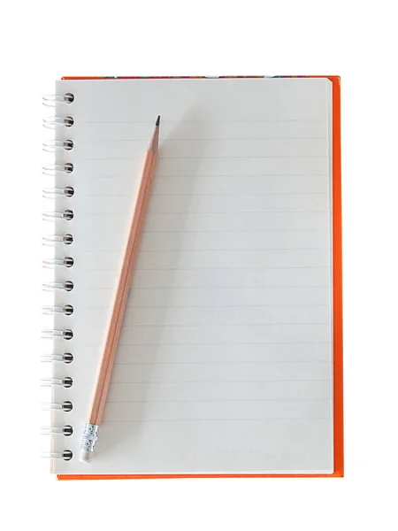 Cuaderno Lápiz Aislado Sobre Fondo Blanco Recorte Camino —  Fotos de Stock