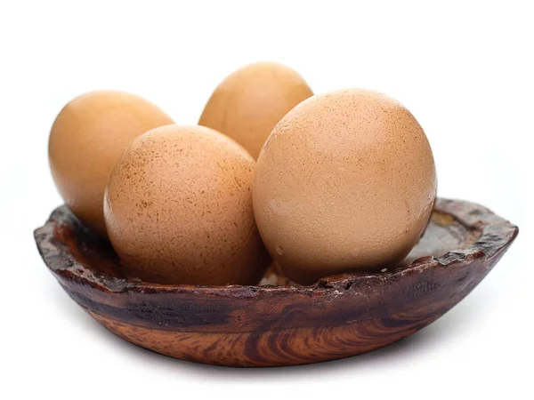 Huevos Pollo Frescos Aislados Sobre Fondo Blanco — Foto de Stock