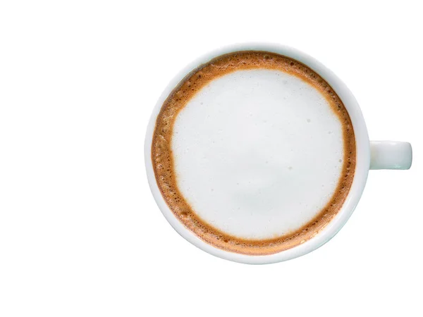 Café Caliente Con Leche Espuma Aislada Sobre Fondo Blanco Esto — Foto de Stock