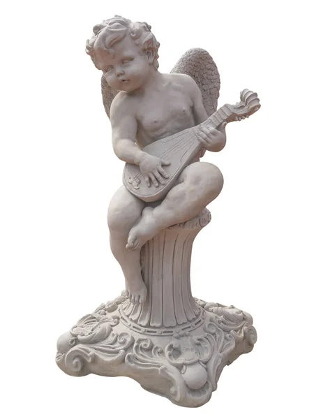 Escultura Cupido Isolado Fundo Branco Isso Tem Caminho Recorte — Fotografia de Stock
