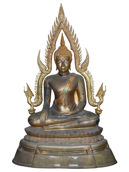 Статуя Будды Изолирована Белом Фоне Has Clipping Path — стоковое фото